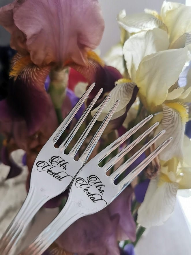 Personalized Wedding Forks: Engraved Stainless Steel Keepsake Set