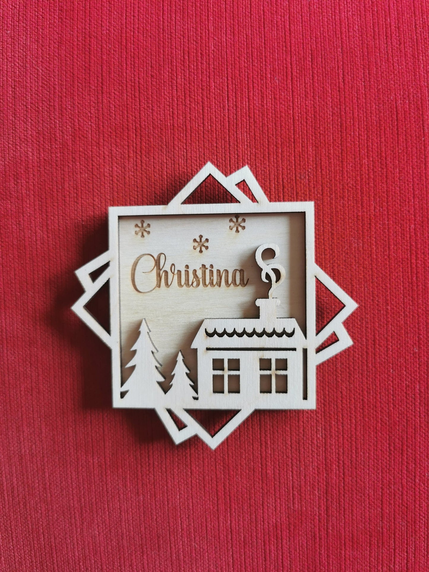 Personalized Wooden Christmas Ornament: Laser Cut Xmas Decor