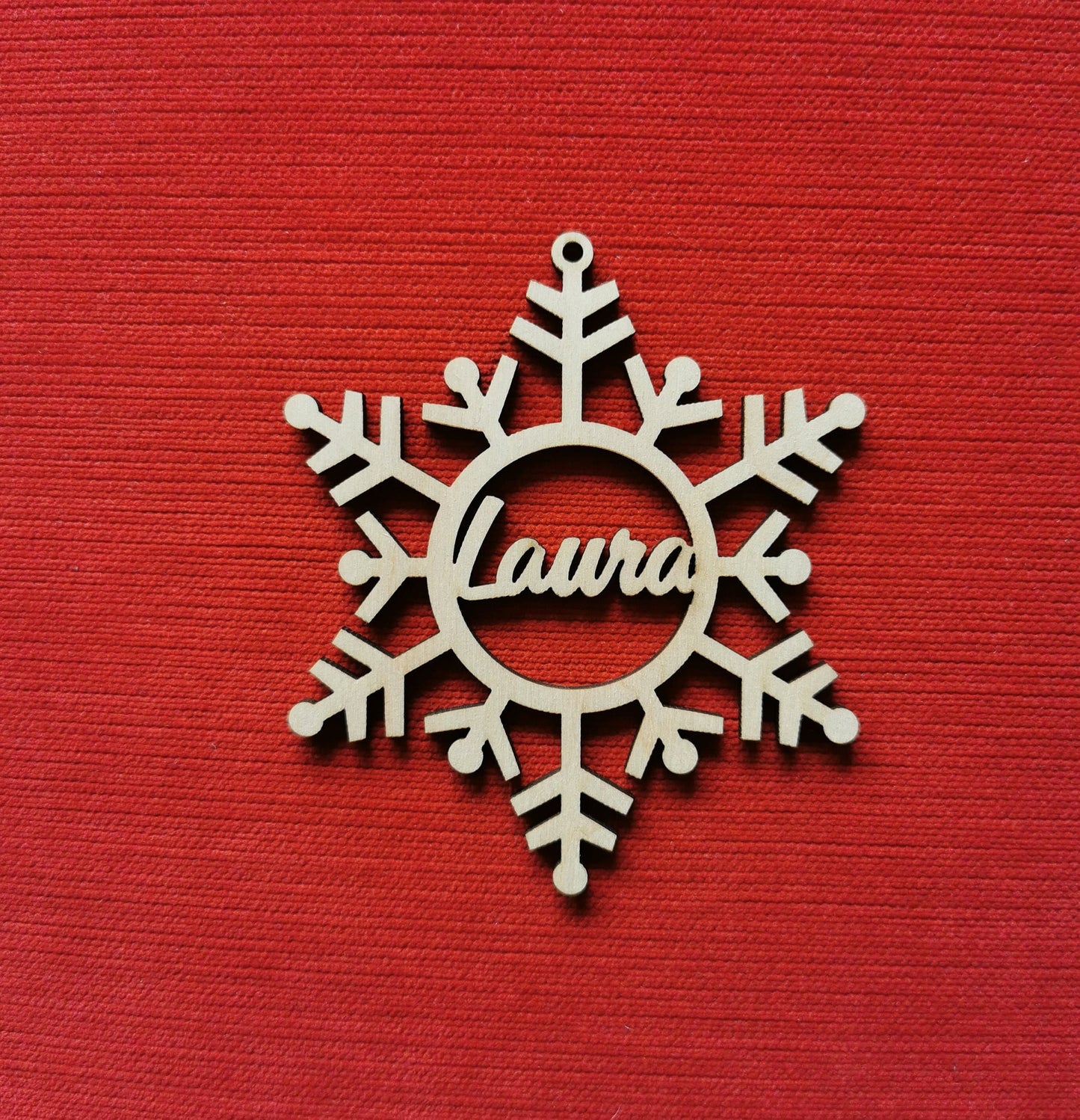 Personalized Wooden Snowflake Christmas Baubles: Laser Cut Name Ornaments (Set of 5)