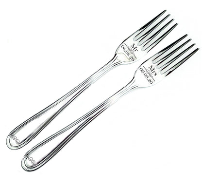 Engraved Wedding Cake Forks: Personalized Mr & Mrs Keepsake