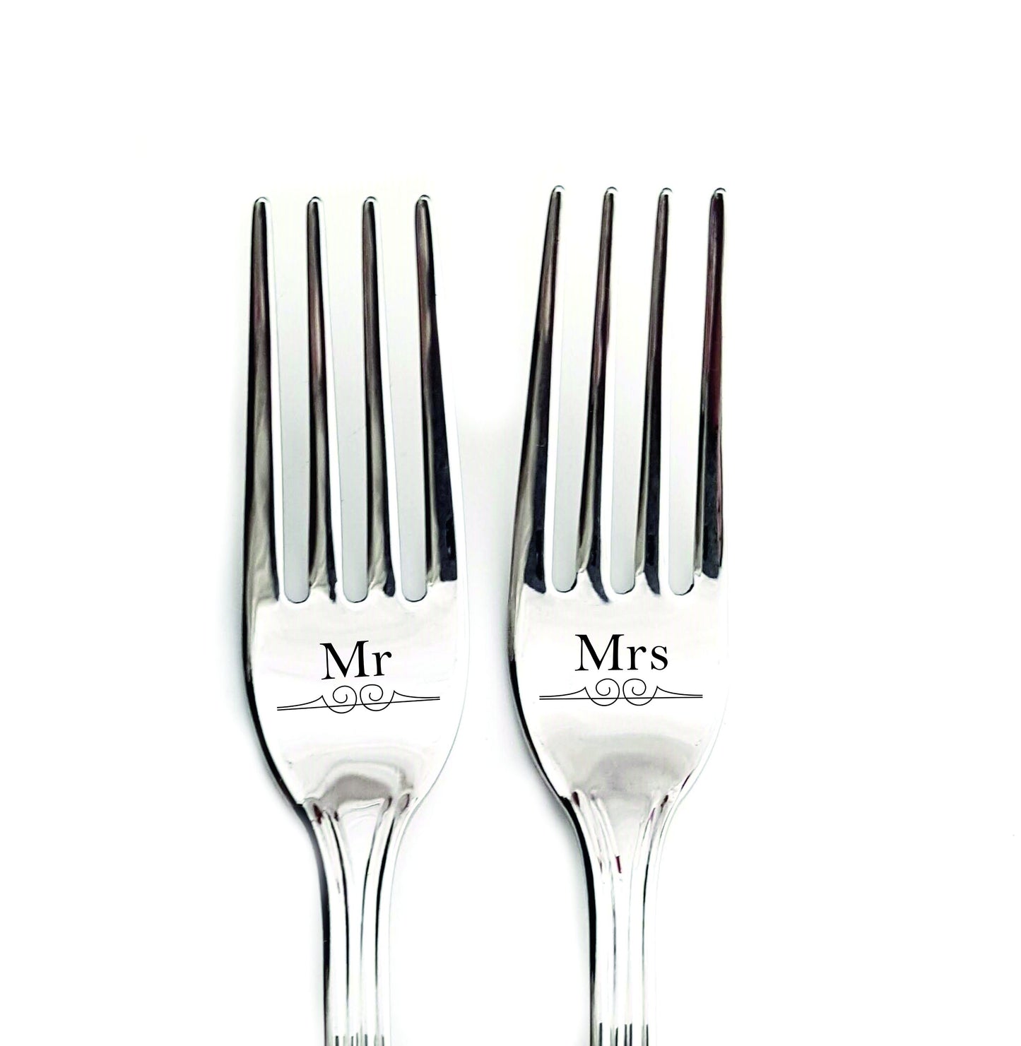 Engraved Wedding Cake Forks: Personalized Mr & Mrs Keepsake