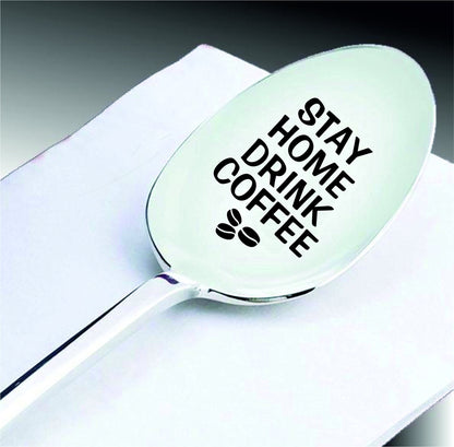 Personalized Coffee Spoon: Engraved Stainless Steel Teaspoon, Lockdown Gift