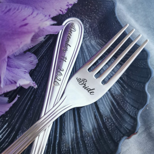 Engraved Wedding Forks Set: Personalized Bridal Shower Gift