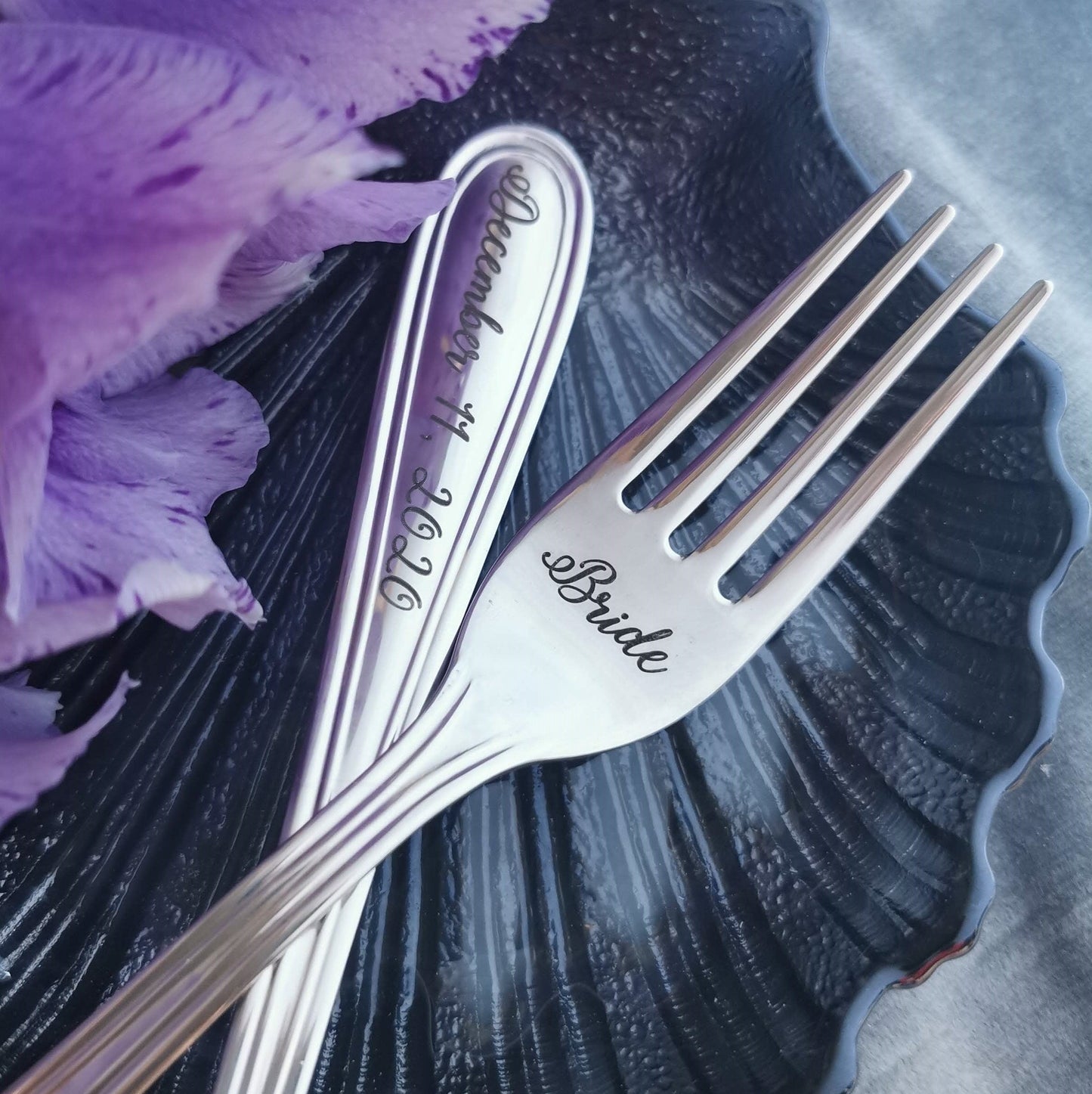 Engraved Wedding Forks Set: Personalized Bridal Shower Gift