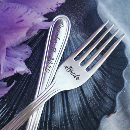 Engraved Wedding Forks Set: Personalized Bridal Shower Gift
