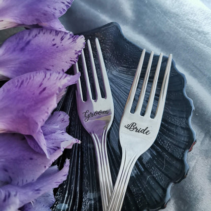 Engraved Wedding Forks Set: Personalized Bridal Shower Gift