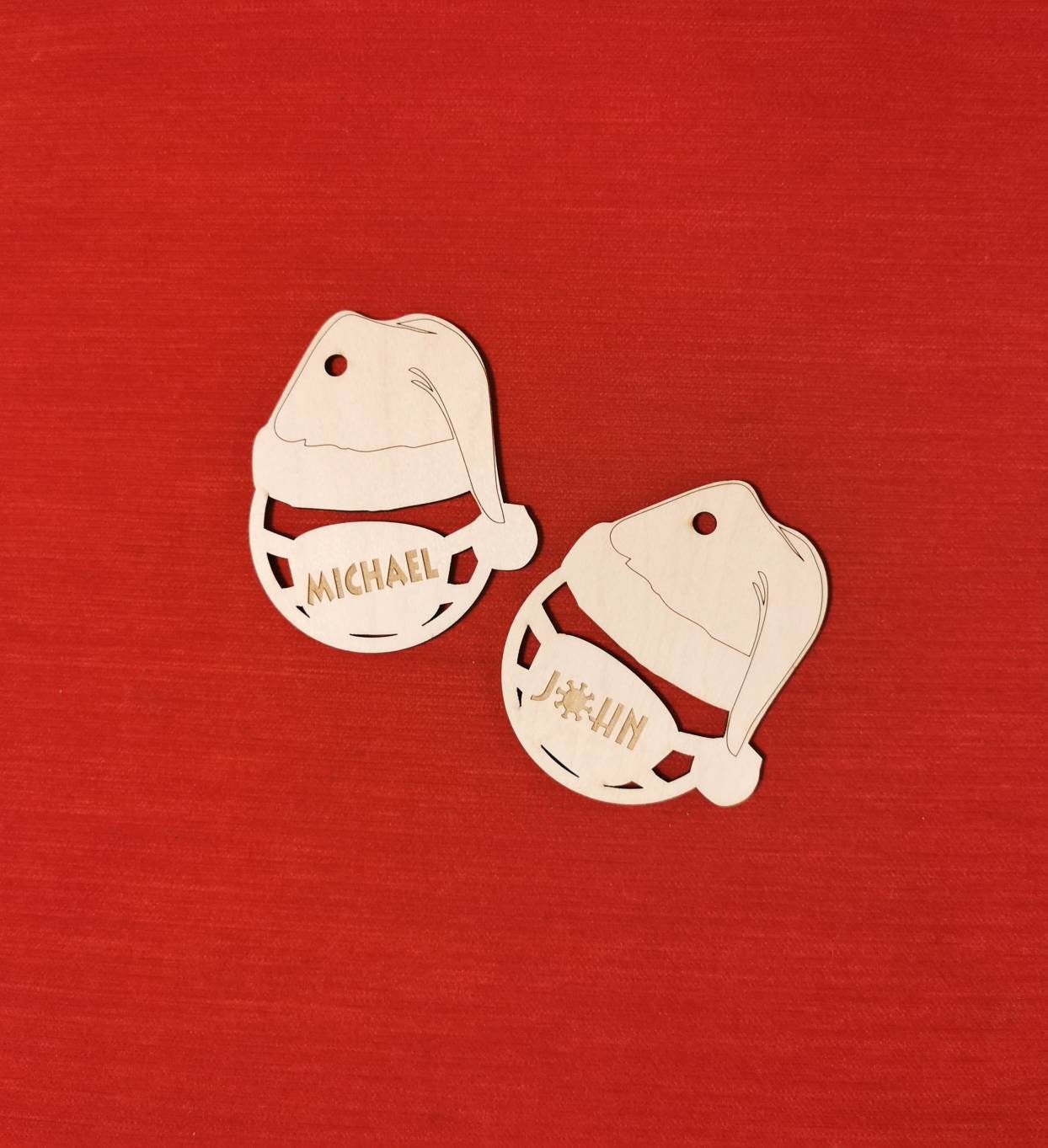 Personalized Wooden Santa Ornament: 2020 Pandemic Christmas Tag