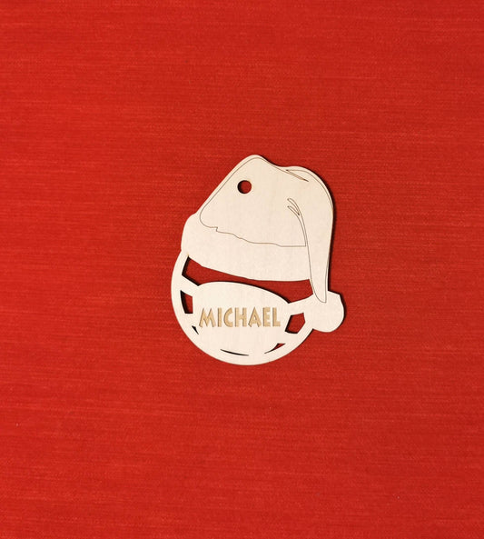 Personalized Wooden Santa Ornament: 2020 Pandemic Christmas Tag