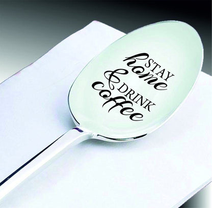 Engraved Coffee Spoon: Personalized Stainless Steel Teaspoon, Lockdown Gift