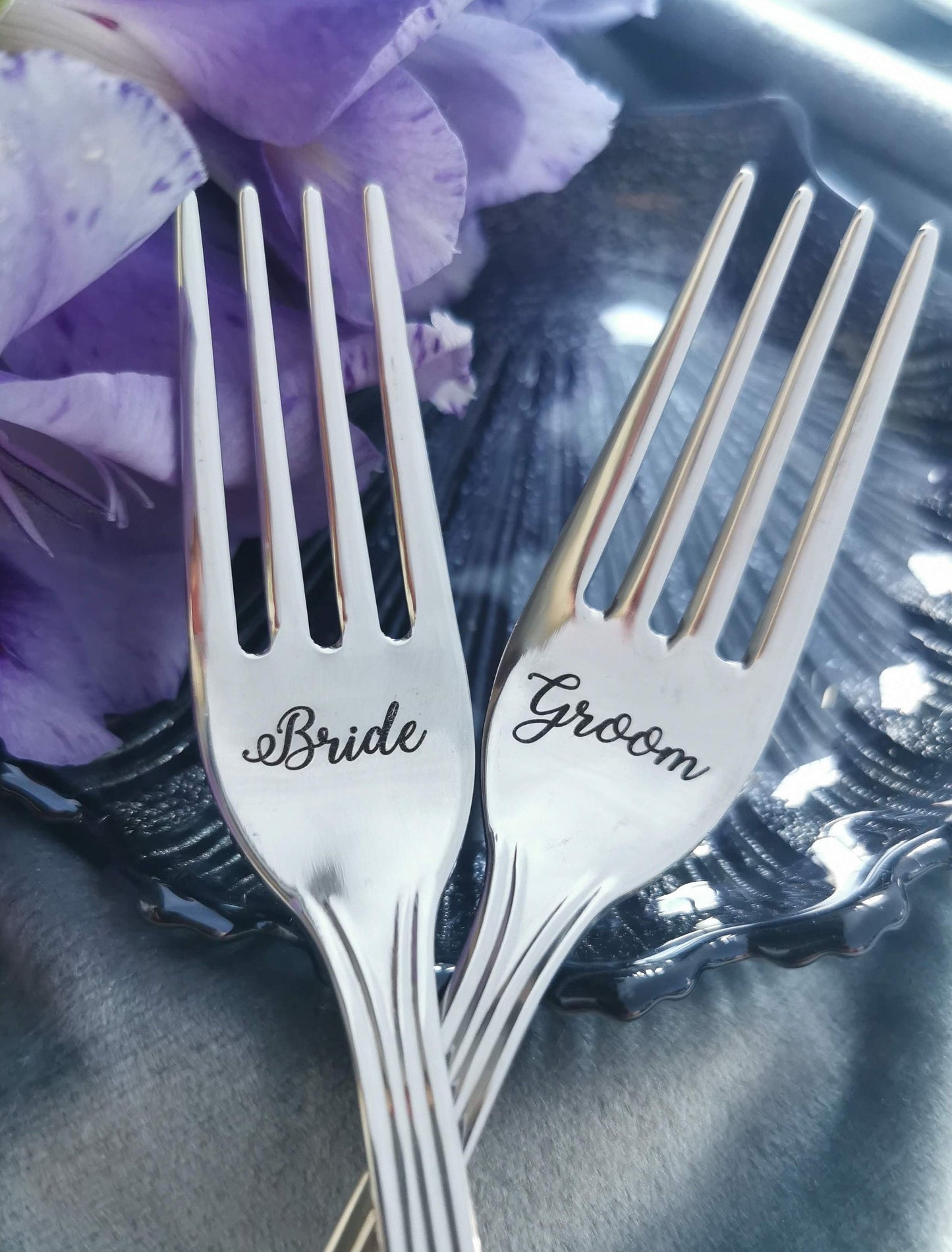Engraved Wedding Forks Set: Personalized Bridal Shower Gift