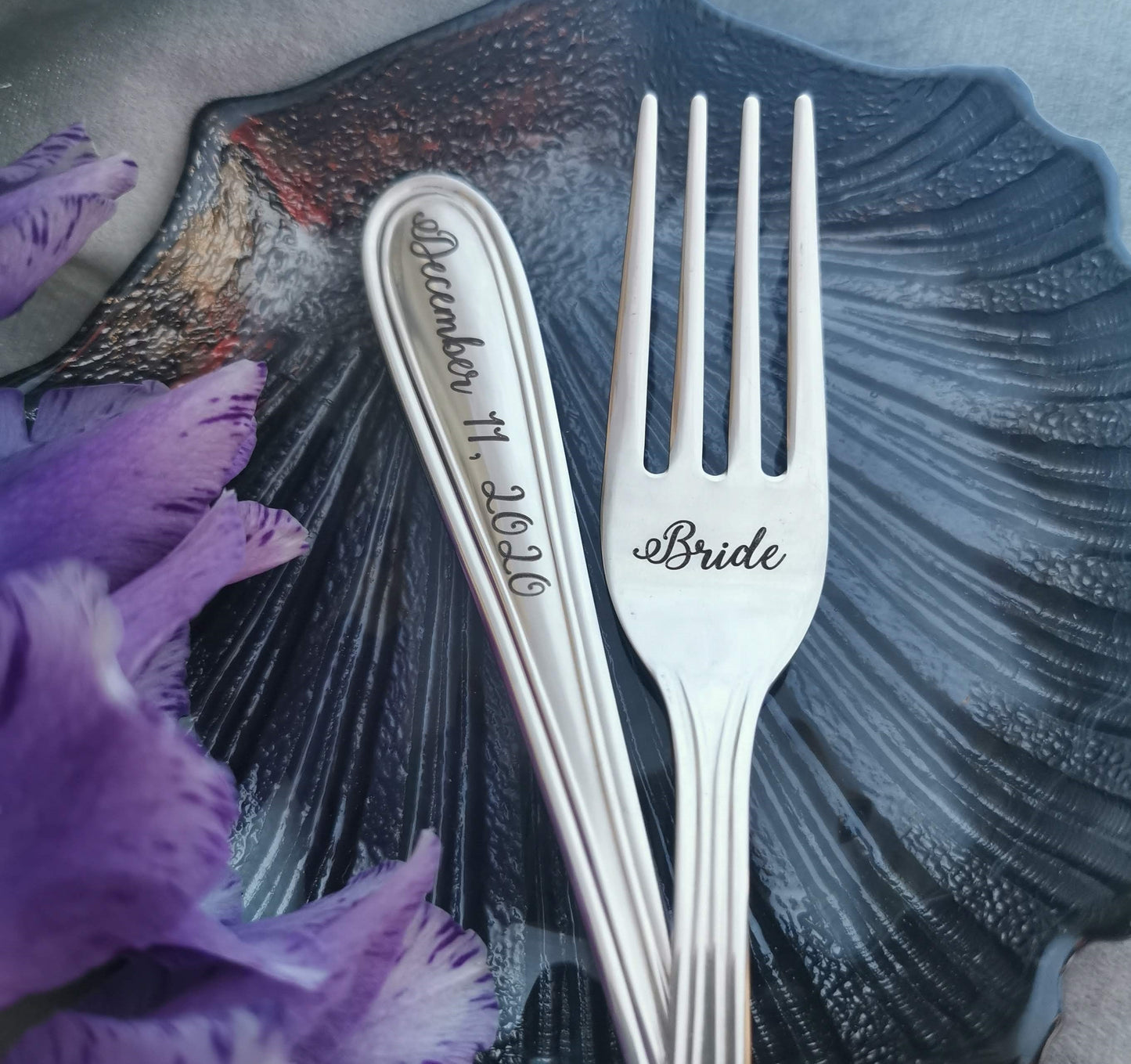 Engraved Wedding Forks Set: Personalized Bridal Shower Gift