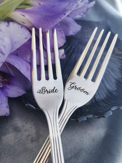 Engraved Wedding Forks Set: Personalized Bridal Shower Gift