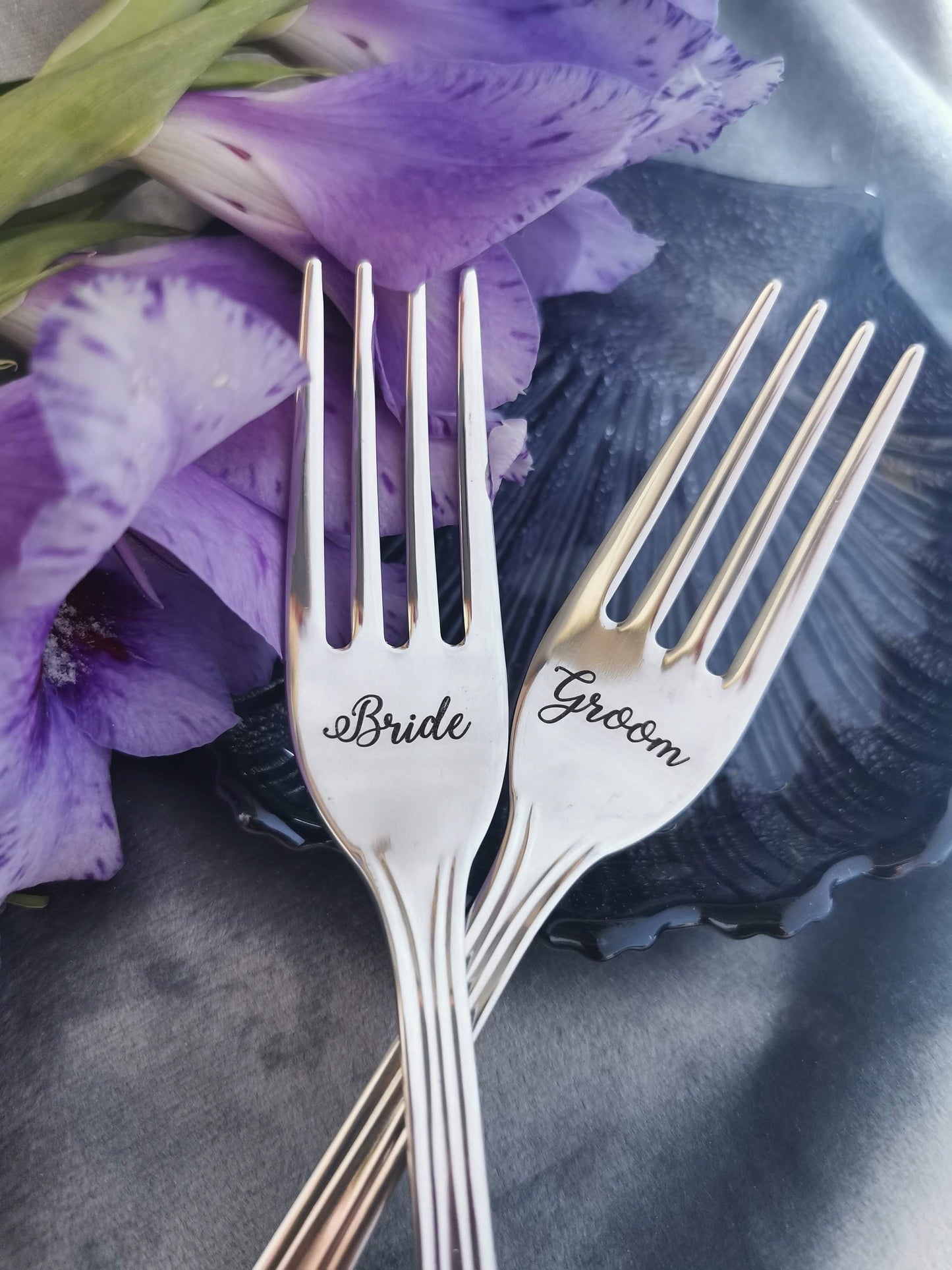 Engraved Wedding Forks Set: Personalized Bridal Shower Gift