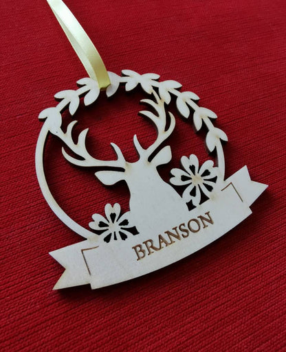 Personalized Wooden Christmas Ornament: Laser Cut Fox Decor