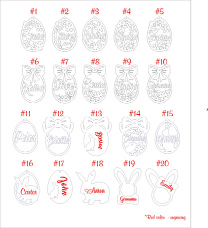 Personalized Easter Egg Name Tag: Laser Cut Birch Plywood Basket Label