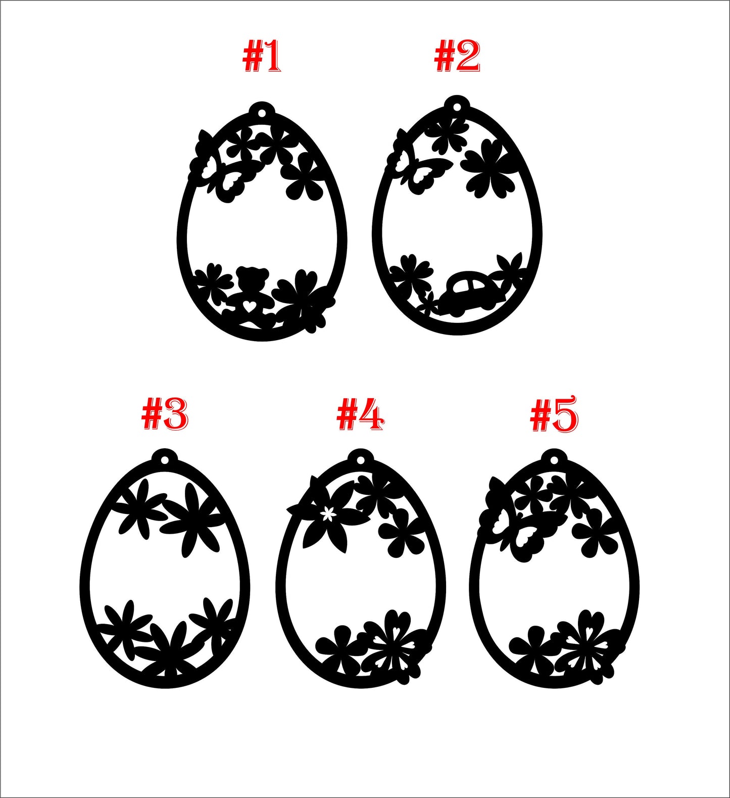 Personalized Wooden Easter Egg Ornament: Laser Cut Flower Decor