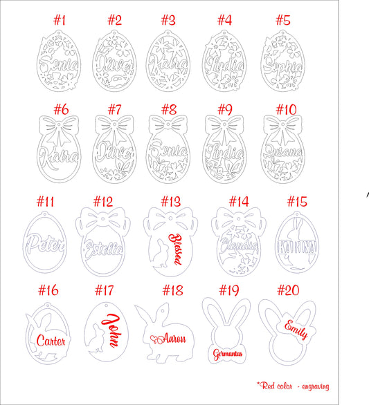 5 Personalized Easter eggs, boy girl basket tag, wooden laser cut spring ornament, flower buterffly shape, Easter present