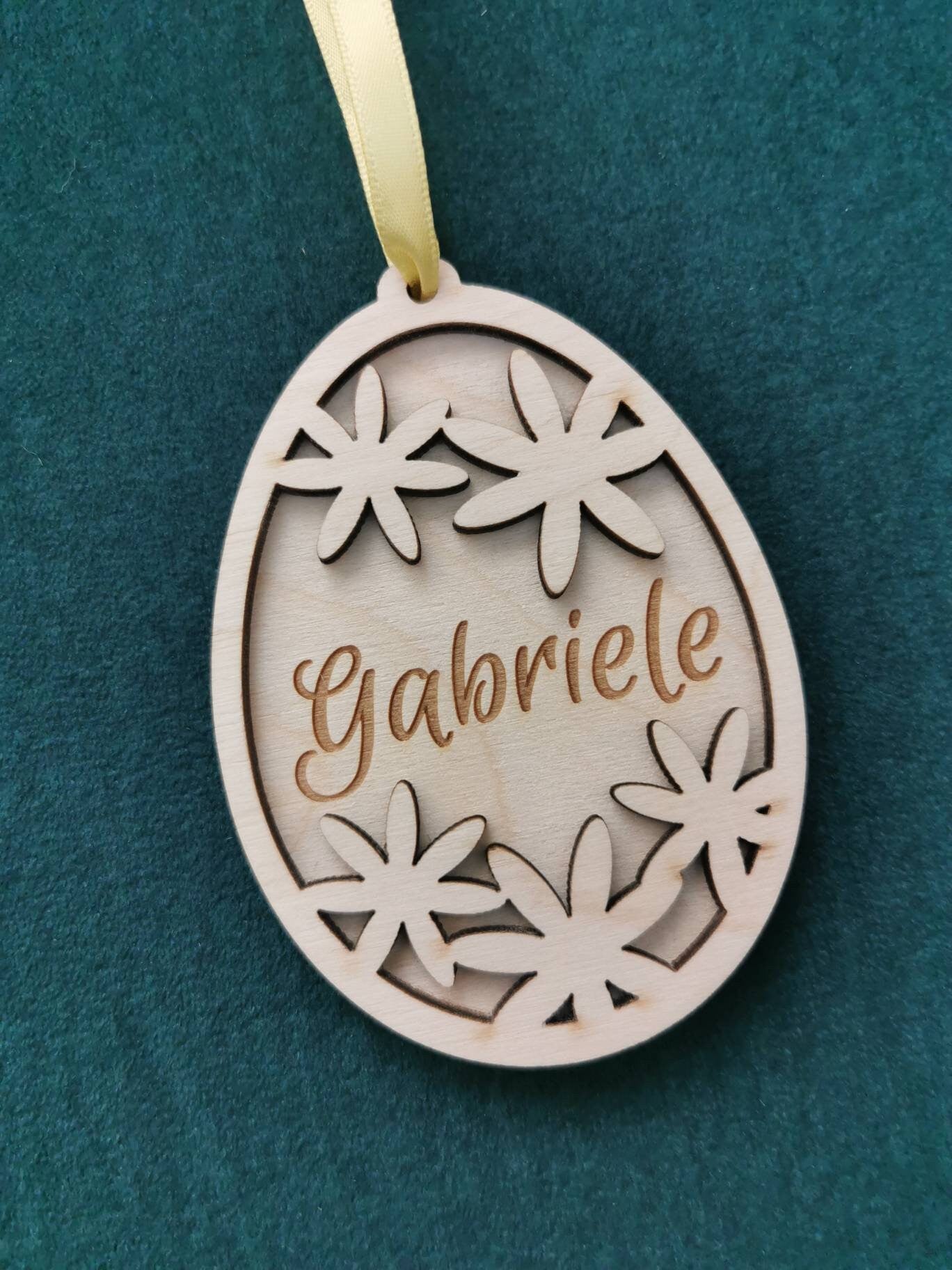 Personalized Wooden Easter Egg Ornament: Laser Cut Birch Plywood
