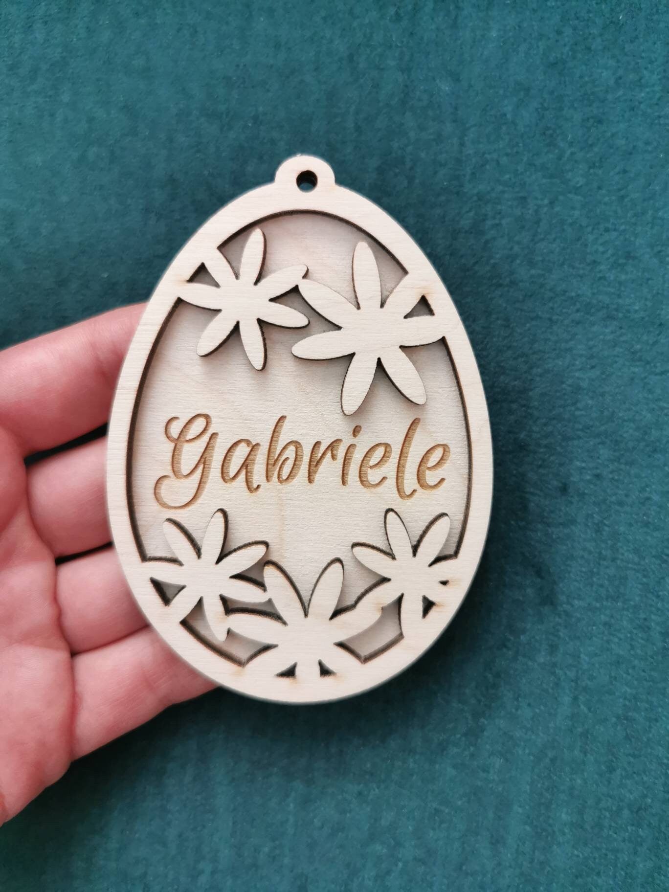 Personalized Wooden Easter Egg Ornament: Laser Cut Birch Plywood