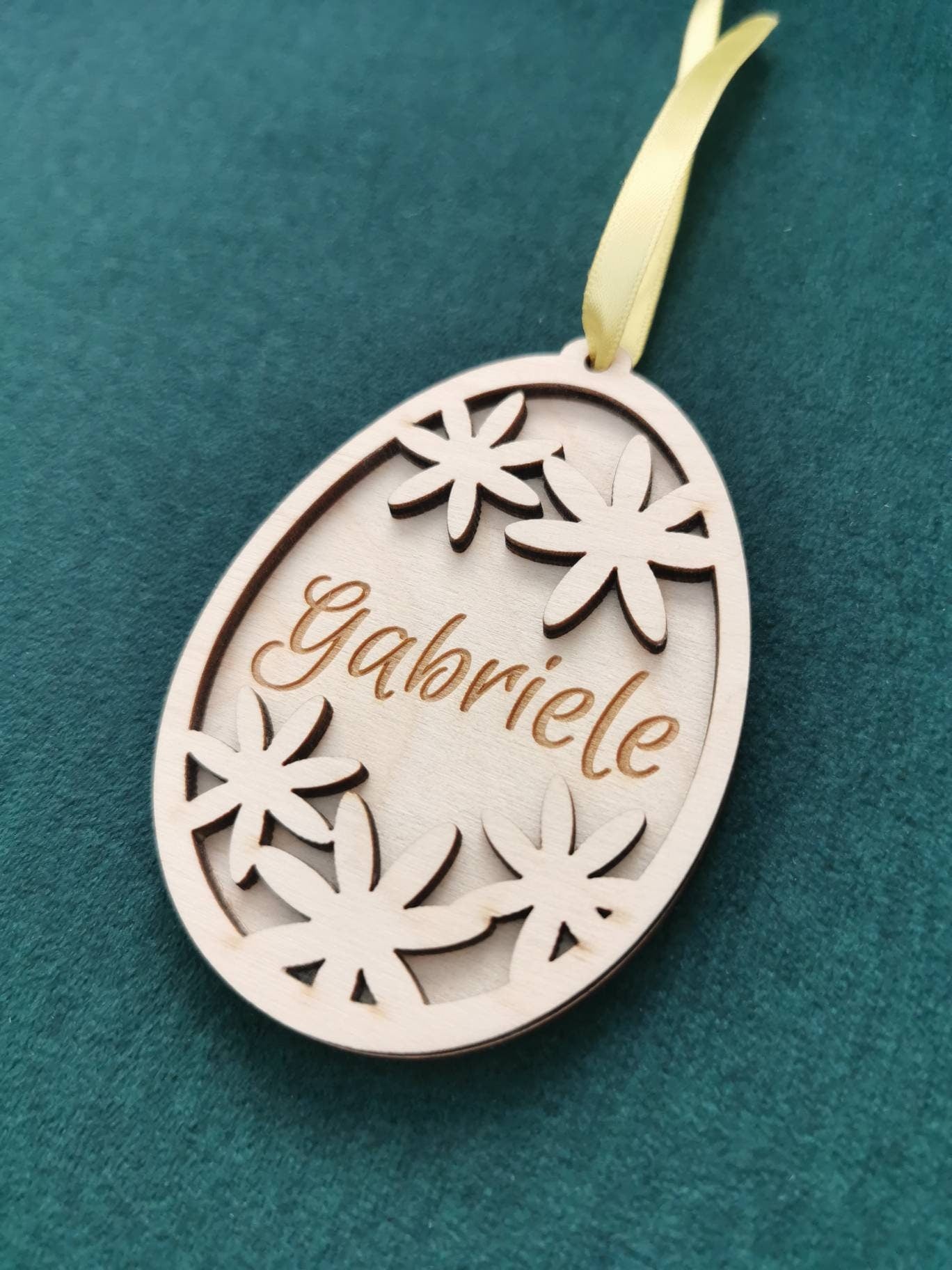 Personalized Wooden Easter Egg Ornament: Laser Cut Birch Plywood