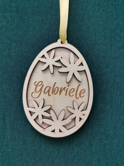 Personalized Wooden Easter Egg Ornament: Laser Cut Birch Plywood
