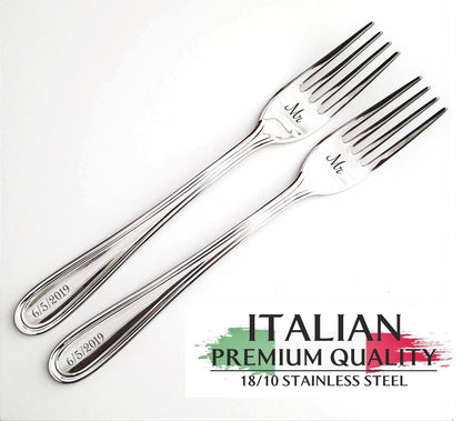 Personalized Rose Gold Wedding Forks: Mr & Mrs Keepsake