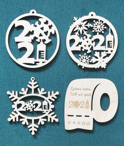Laser Cut Wooden 2021 Ornament: Pandemic Gag Gift