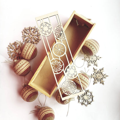 Wooden Decorative Wine Holder Christmas Box for Wine Accessory Sets Winter Wedding Anniversary Birthday 1st Xmas as Mr and Mrs Gift, Lantern