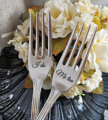 Engraved Gold Wedding Forks: Personalized Mr & Mrs Keepsake