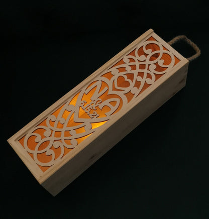Personalized Laser Cut Wine Box: Wedding Anniversary Keepsake Lantern
