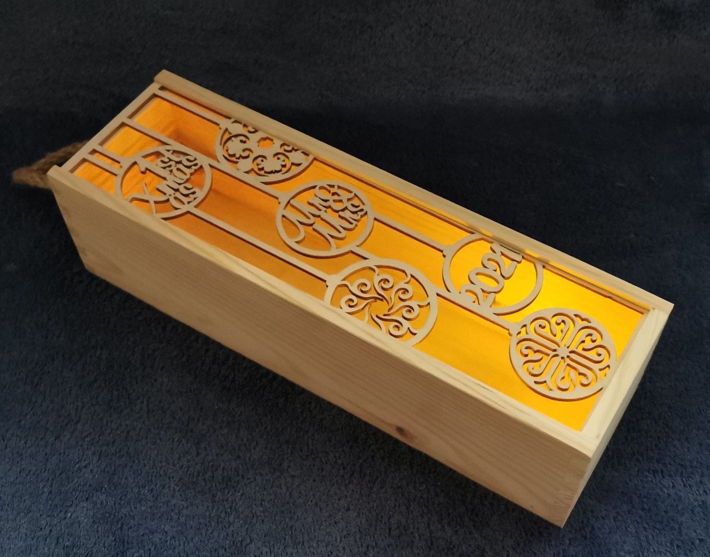 Wooden Decorative Wine Holder Christmas Box for Wine Accessory Sets Winter Wedding Anniversary Birthday 1st Xmas as Mr and Mrs Gift, Lantern