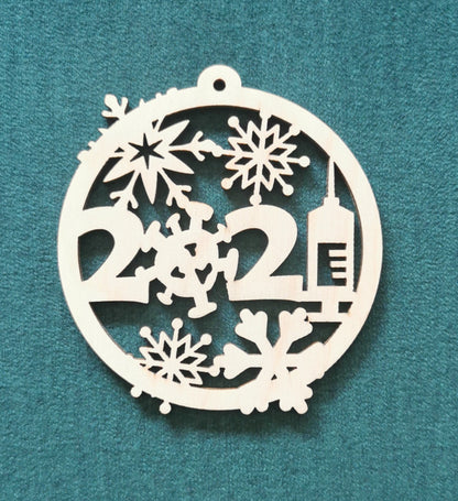 Laser Cut Wooden 2021 Ornament: Pandemic Gag Gift