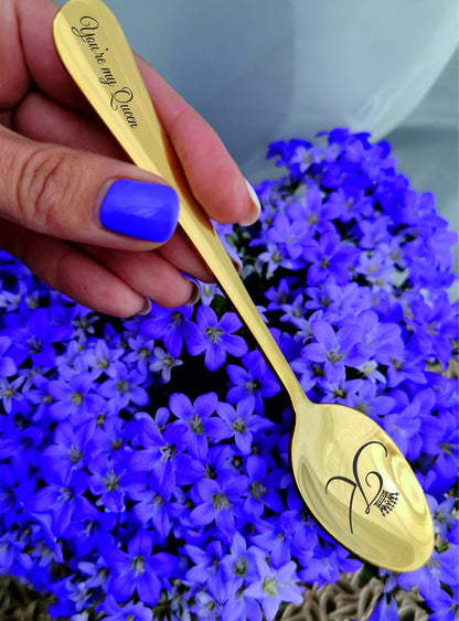 Engraved spoon with name initial letter Personalized cutlery for boyfriend Dad's black spoon gift, Customized Christmas present for husband