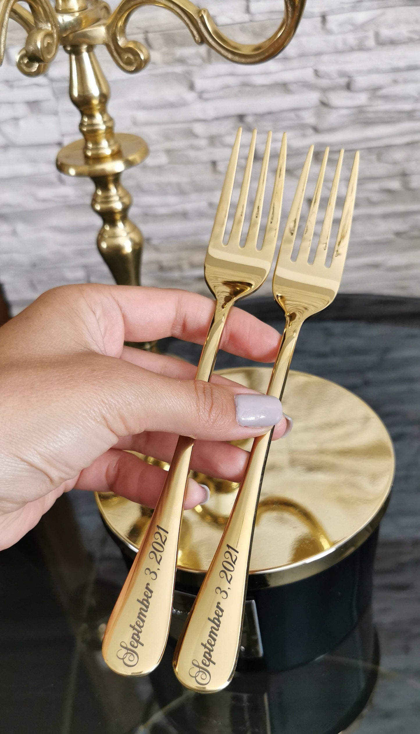 Personalized Rose Gold Wedding Forks: Mr & Mrs Keepsake