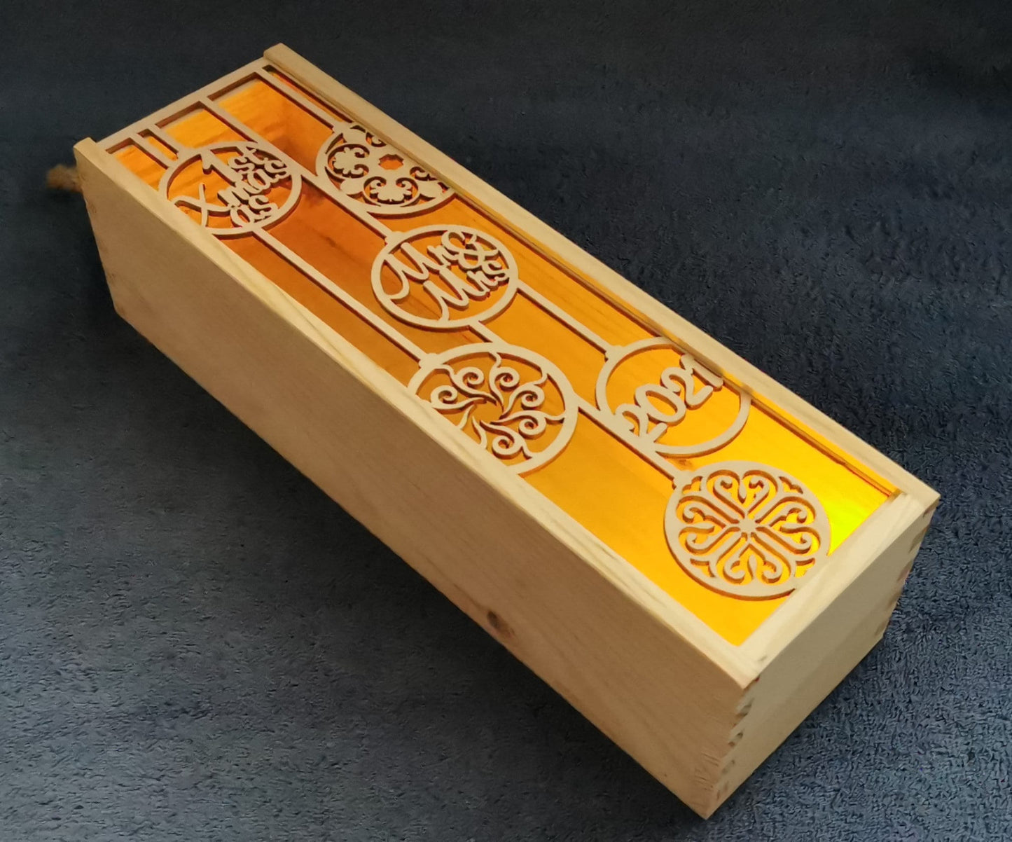 Engraved Christmas Wine Box: Laser Cut Wood Gift Case