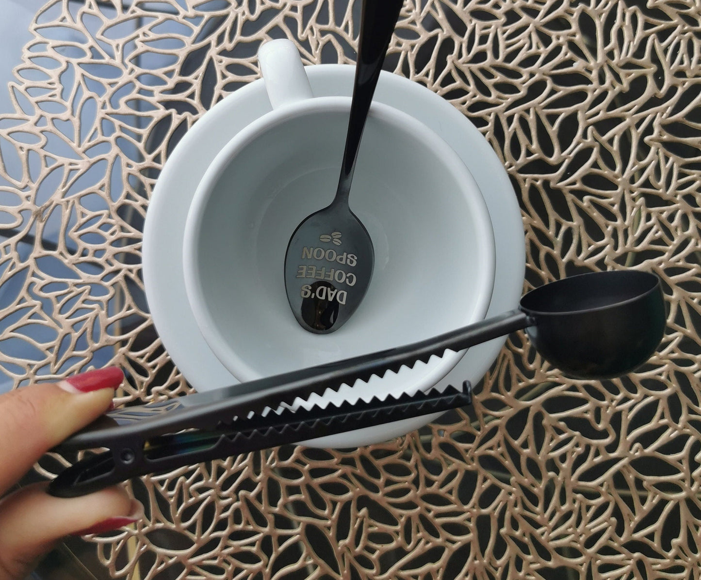 Personalized Coffee Spoon & Scoop Set: Engraved Stainless Steel Gift