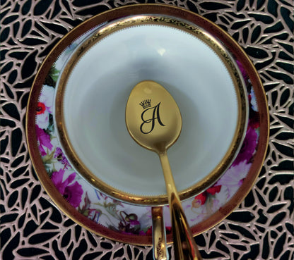 Engraved spoon with name initial letter Personalized cutlery for boyfriend Dad's black spoon gift, Customized Christmas present for husband