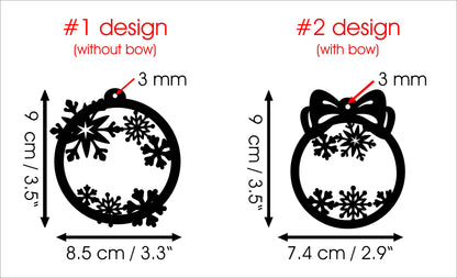 Personalized Wooden Snowflake Ornament Set: Laser Cut Christmas Baubles