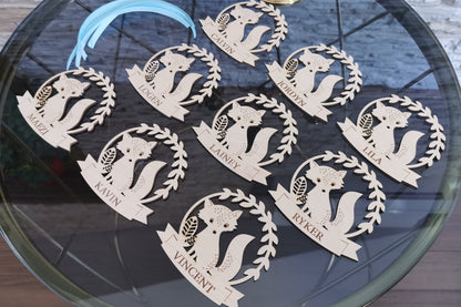 Personalized Wooden Christmas Ornament: Laser Cut Fox Decor