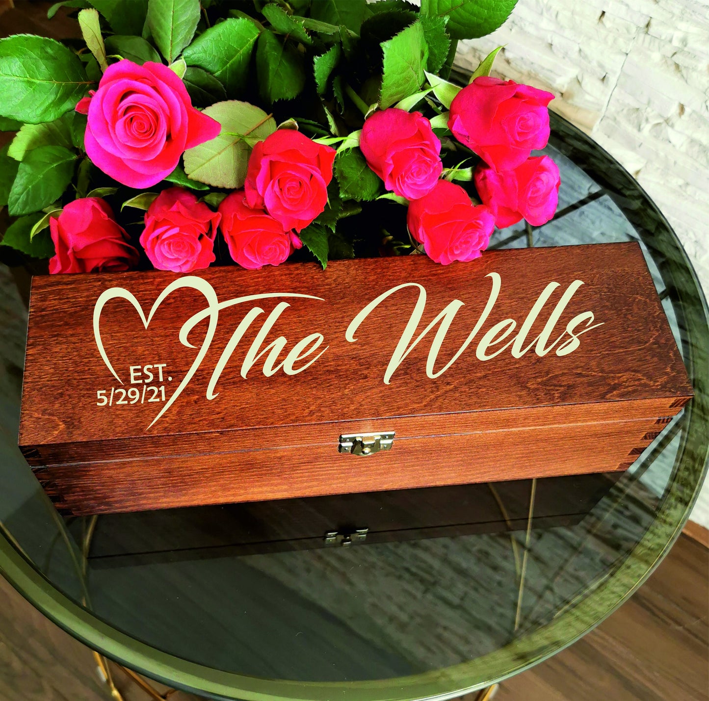 Wooden engraved wine box ceremony, Personalized wedding gift for Mr Mrs, Laser cut anniversary engagement housewarming Christmas wine bag