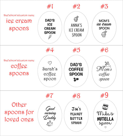 Nutella-Erdnussbutter-Löffel für Mama und Papa, gravierter Löffel mit Eiscreme-, Tee-, Kaffee- und Latte-Geschmack – individuelles Geschenk zum Muttertag, Vatertag oder zu Weihnachten für sie und ihn