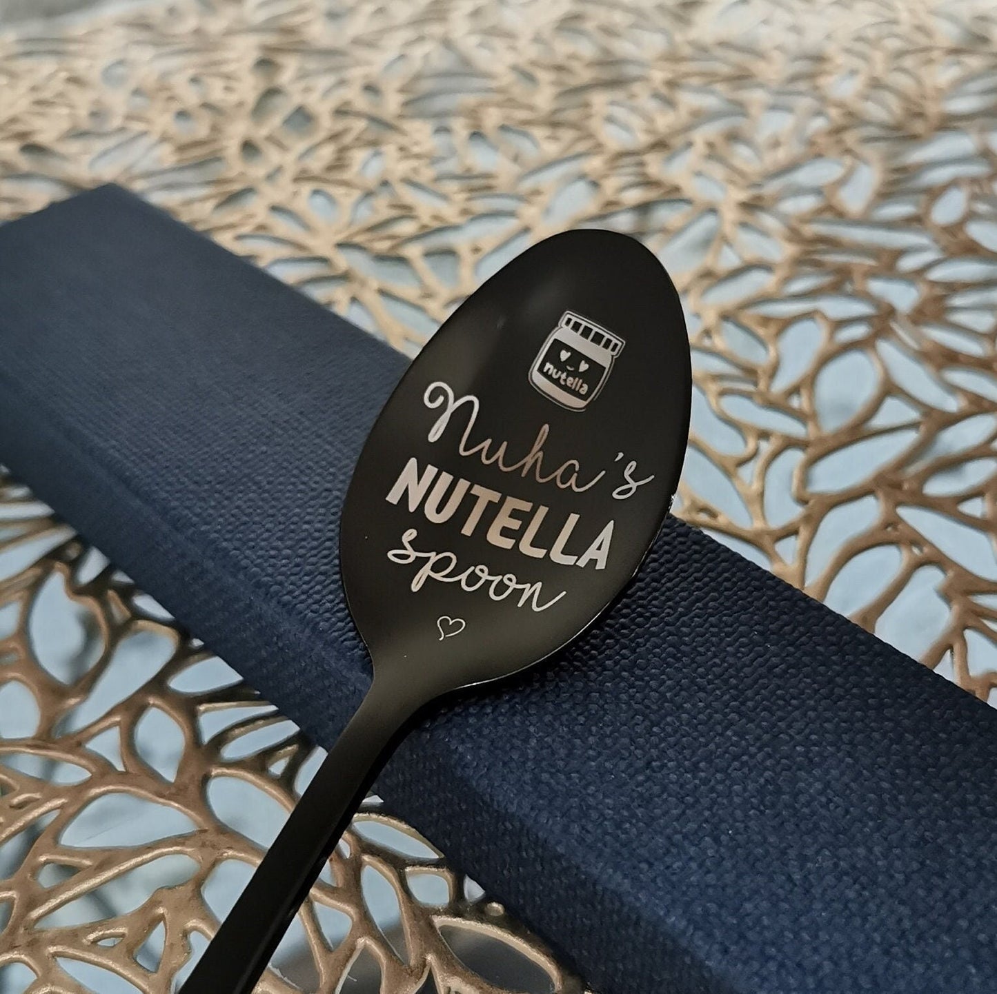 Engraved Nutella Spoon: Personalized Gold Stainless Steel Gift