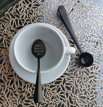 Engraved Stainless Steel Spoon & Scoop Set: Personalized Coffee Tea Gift