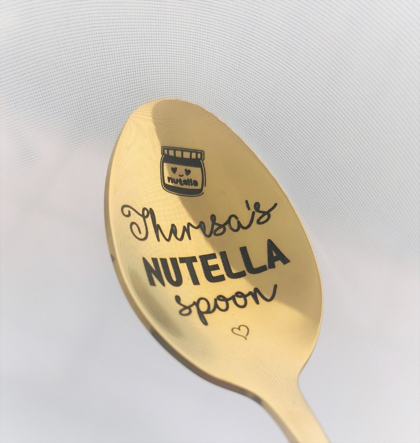 Engraved Nutella Spoon: Personalized Gold Stainless Steel Gift