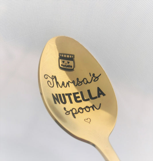 Engraved Nutella Spoon: Personalized Gold Stainless Steel Gift