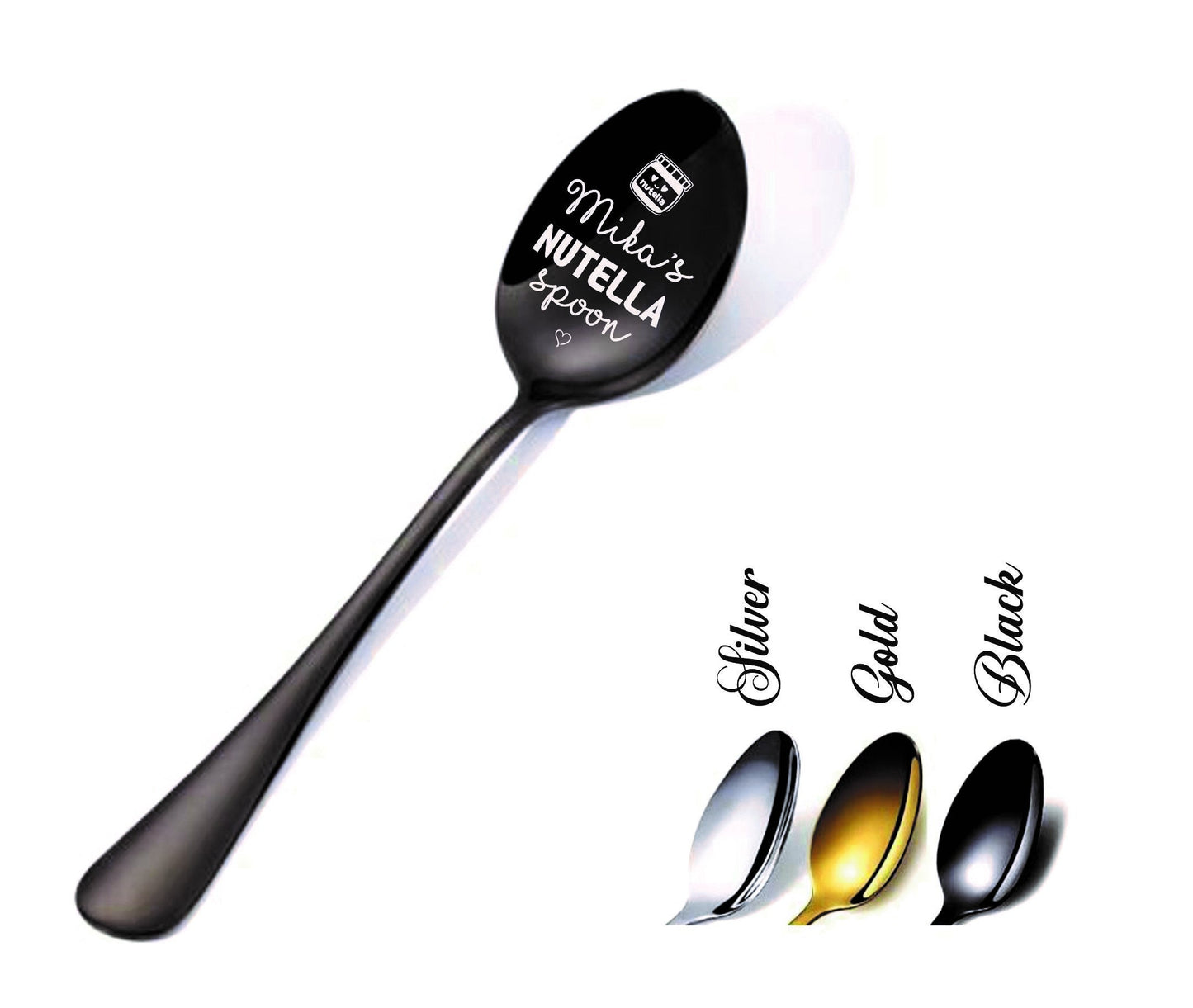 Engraved Nutella Spoon: Personalized Gold Stainless Steel Gift