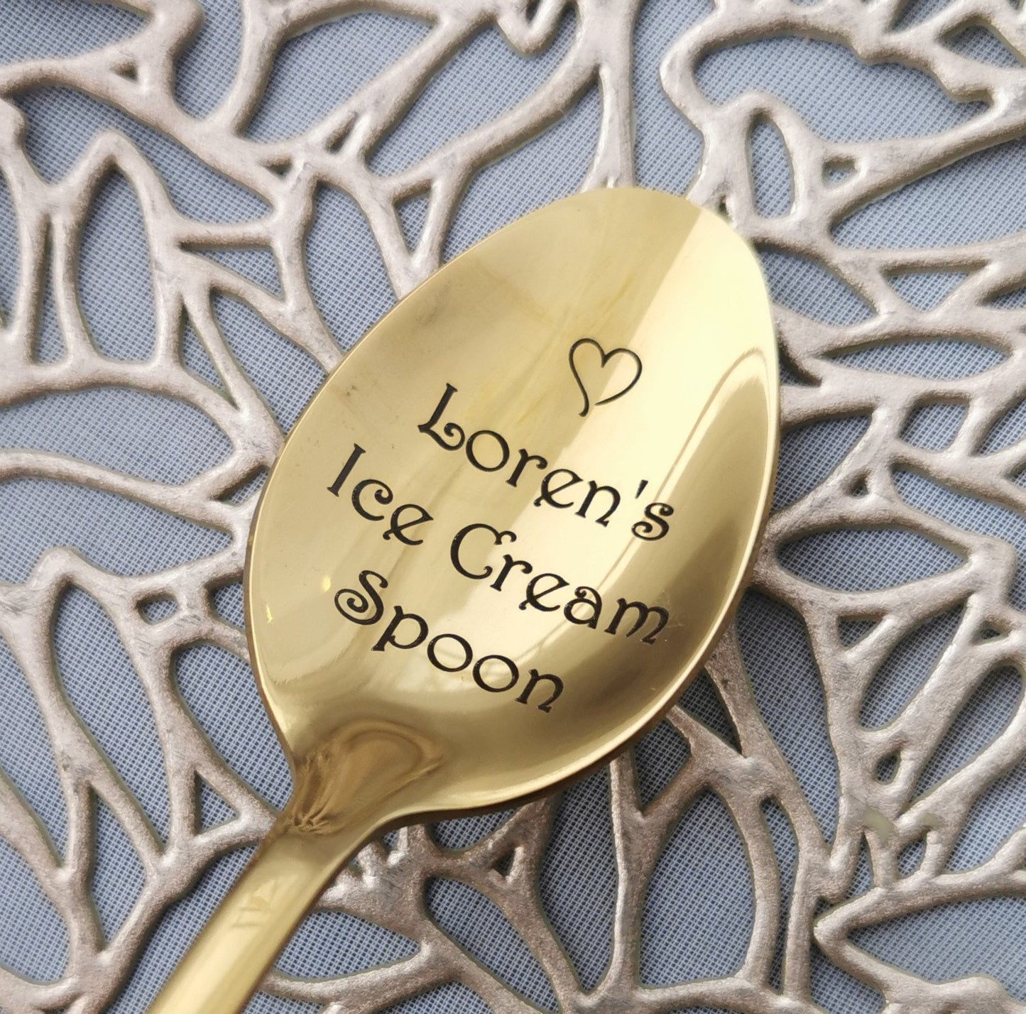Personalized ice cream nutella spoon, Name engraved coffee tea latte loffel, Custom Christmas gift for mom dad, Gold black silver cutlery