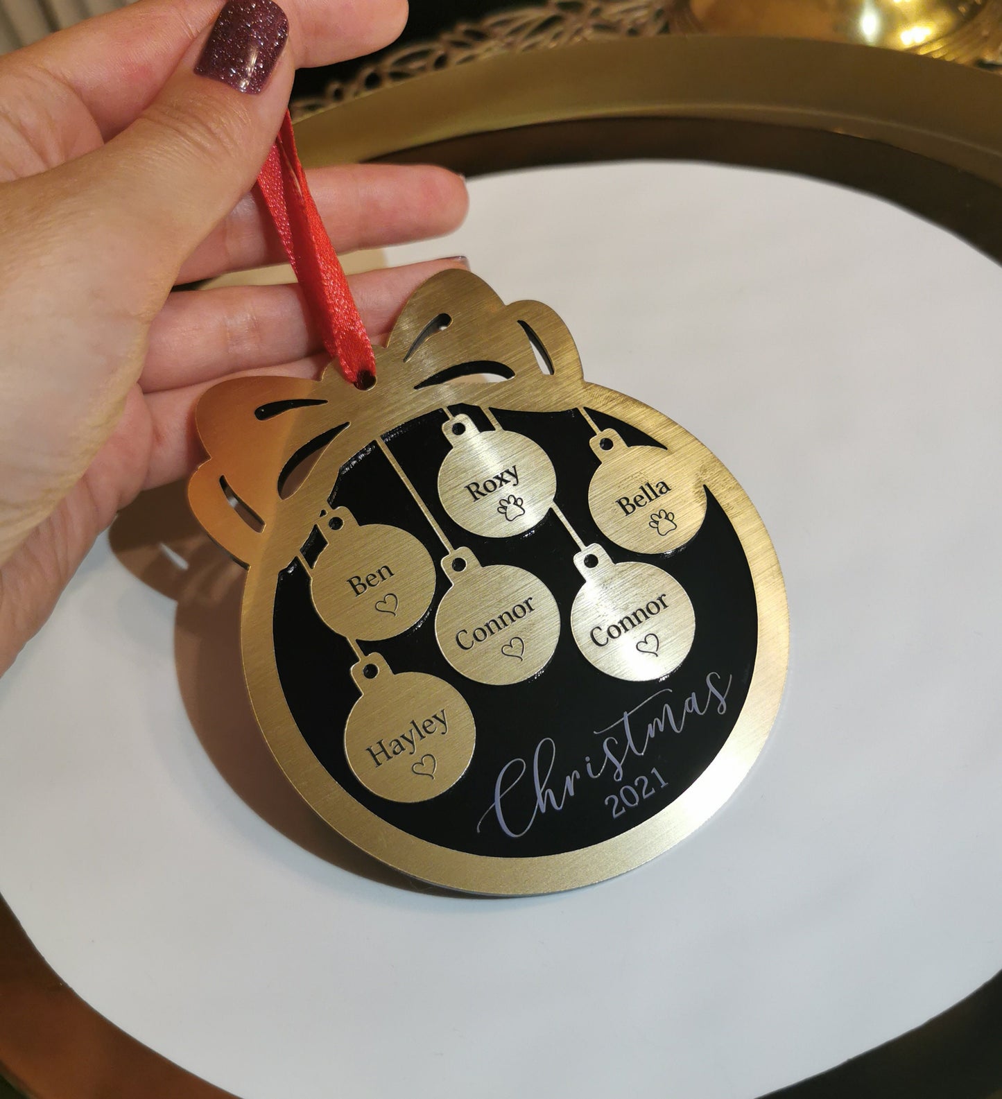 Our First Christmas Ornament - Wedding Gift, Anniversary Keepsake, Engagement, Custom Family Ornament, Romantic Gift, Bridal Shower Present