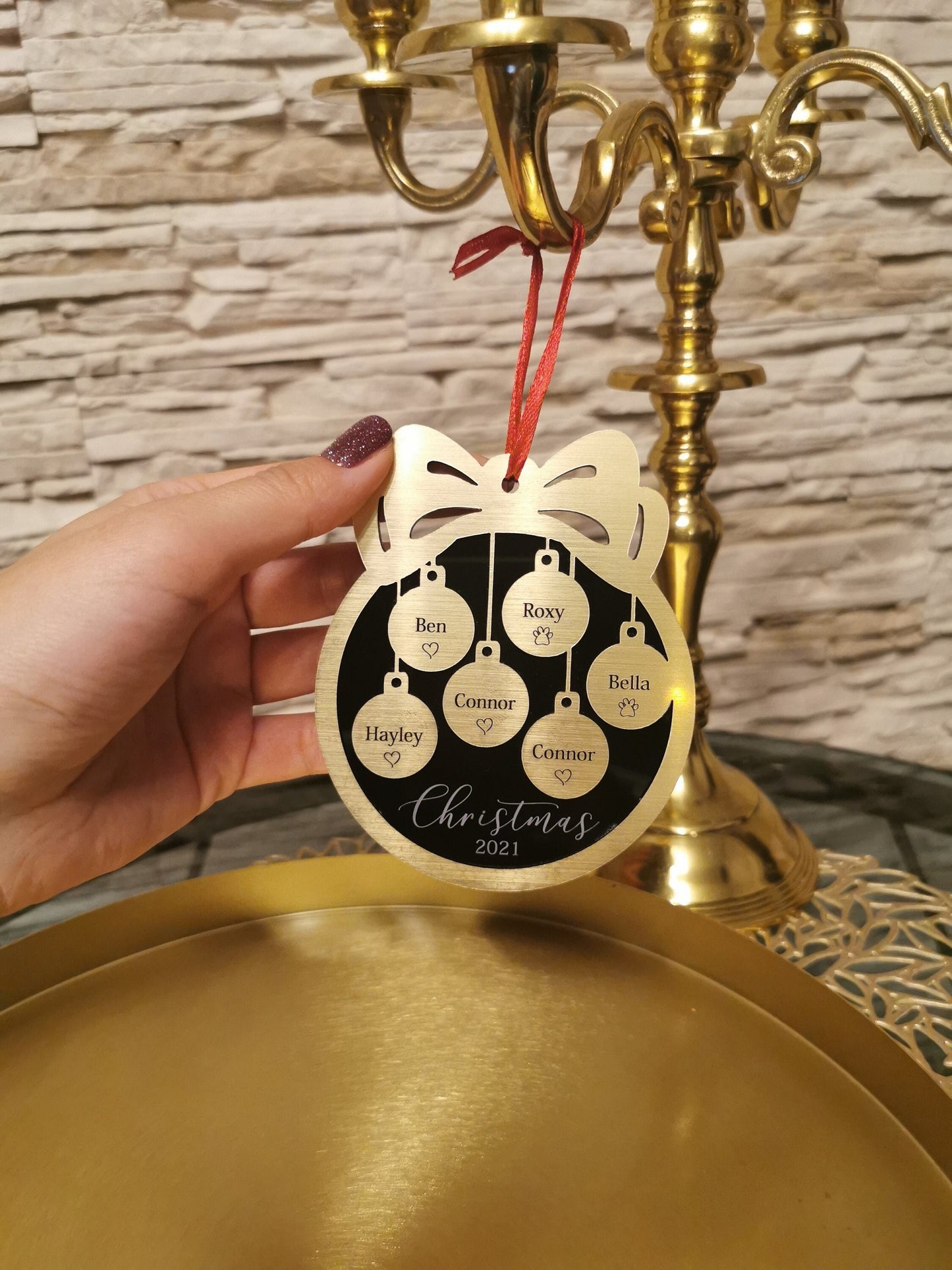 Our First Christmas Ornament - Wedding Gift, Anniversary Keepsake, Engagement, Custom Family Ornament, Romantic Gift, Bridal Shower Present