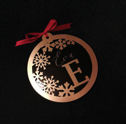 Personalized 3D Christmas Name Ornament: Laser Cut Black Gold Family Decoration for Xmas Tree or Gift Wrapping, Name Last Name Decor